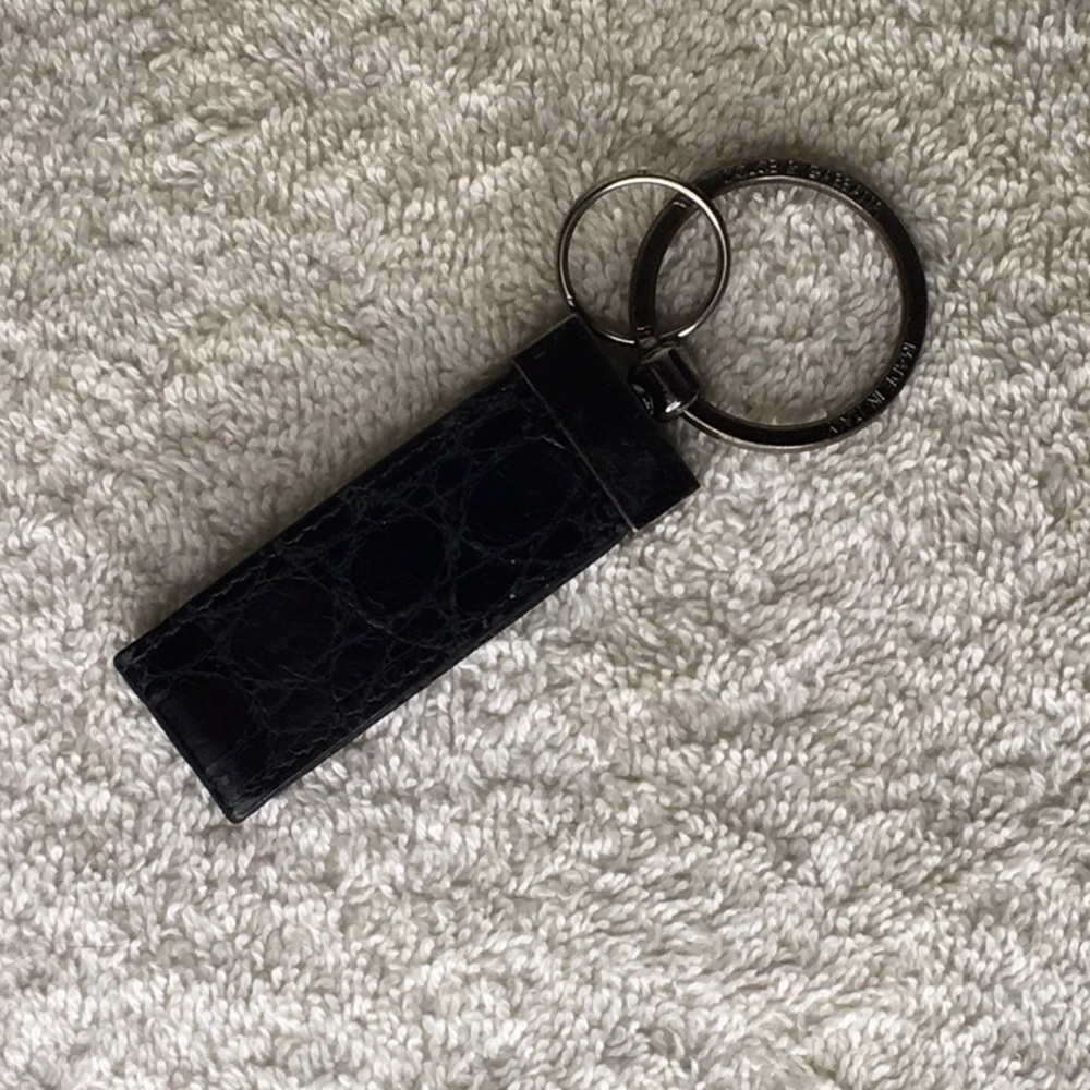 Dolce&Gabbana Silvertone Metal and Black Leather Key Ring (3in) - Picture 2 of 6
